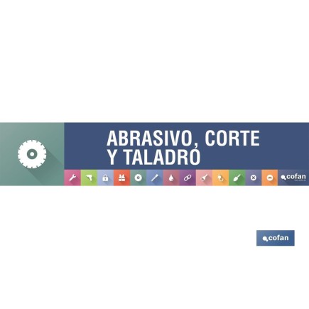 SEÑALETICA IMANTADA PARA EXPOSITOR 975 x 200 mm - ABRASIVO, CORTE Y TALADRO