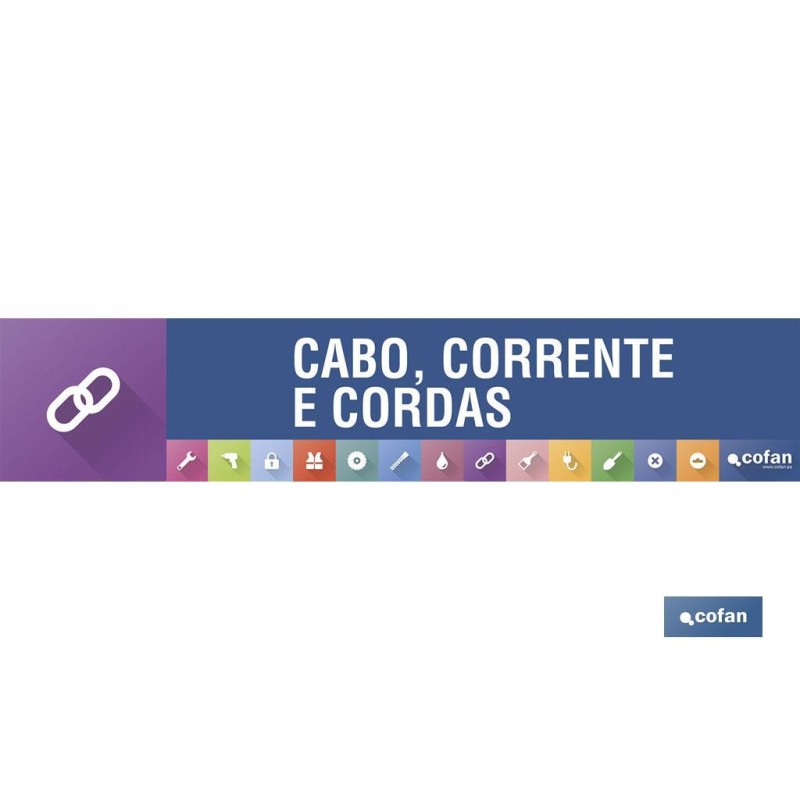 SEÑALETICA IMANTADA PORTUGUES PARA EXPOSITOR 975 x 200 mm - CABO, CORRENTE E CORDAS