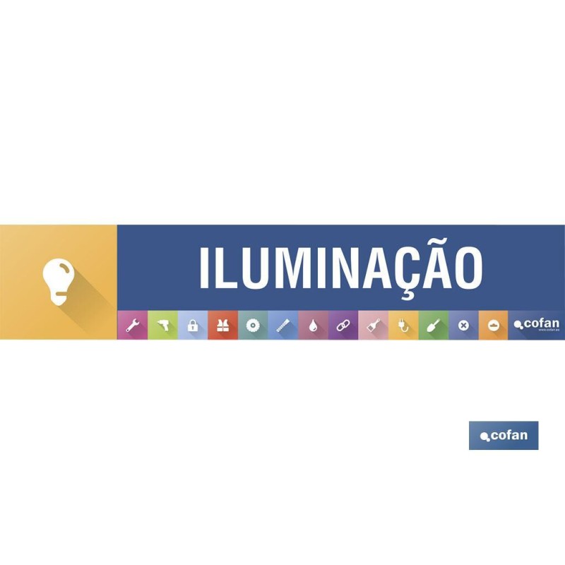 SEÑALETICA IMANTADA PORTUGUES PARA EXPOSITOR 975 x 200 mm - ILUMINAÇÃO