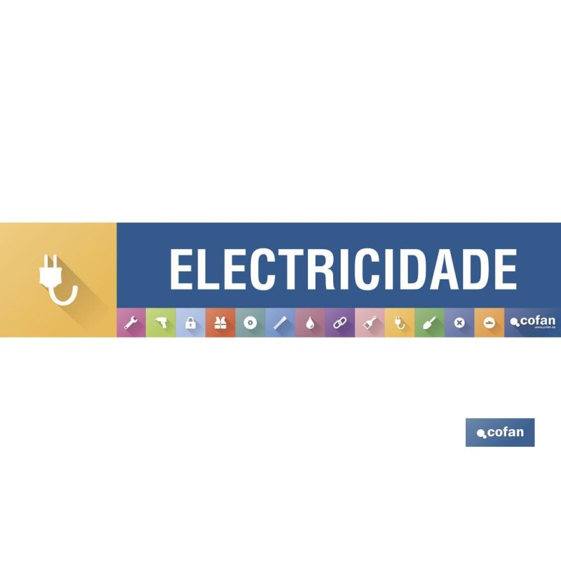 SEÑALETICA IMANTADA PORTUGUES PARA EXPOSITOR 975 x 200 mm - ELECTRICIDADE