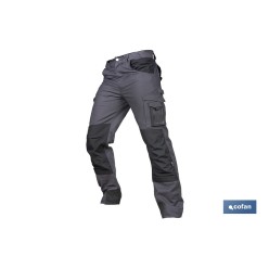 PANTALÓN DE TRABAJO HEIMDALL ELASTANO 280 G/M2 GRIS OSCURO CON DETALLES NEGROS TALLA 50
