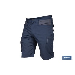 BERMUDAS DE TRABAJO TYR ELASTANO 215 G/M2 AZUL MARINO CON DETALLES GRISES TALLA 38