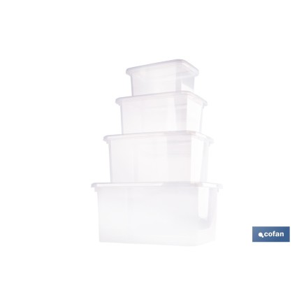 PACK 4 CAJAS DE ALMACENAJE TRANSPARENTE 4L + 8L + 15L + 26L