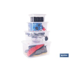 PACK 4 CAJAS DE ALMACENAJE TRANSPARENTE 4L + 8L + 15L + 26L