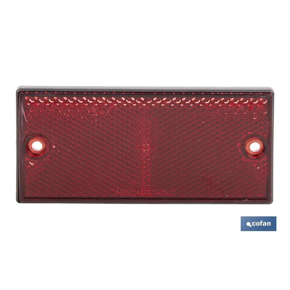 CATADIÓPTRICO RECTANGULAR ROJO 106 X 50 MM CON AGUJERO SIN TORNILLO