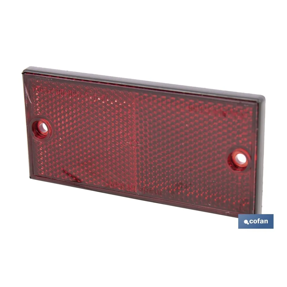 CATADIÓPTRICO RECTANGULAR ROJO 106 X 50 MM CON AGUJERO SIN TORNILLO