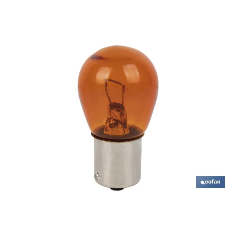 LÁMPARA COFAN 1 POLO ÁMBAR DESCENTRADA PY21W (BAU15s) 12V