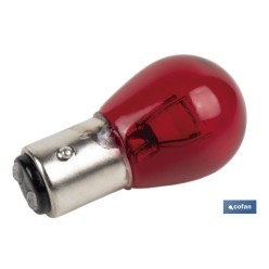 LÁMPARA COFAN 2 POLOS ROJA CENTRADA P21/5W (BAY15d) 12V