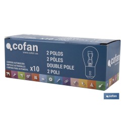 LÁMPARA COFAN 2 POLOS ROJA CENTRADA P21/5W (BAY15d) 12V