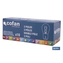 LÁMPARA COFAN 2 POLOS ÁMBAR CENTRADA P21/5W (BAY15d) 12V