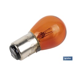 LÁMPARA COFAN 2 POLOS ÁMBAR CENTRADA P21/5W (BAY15d) 12V venta unitaria