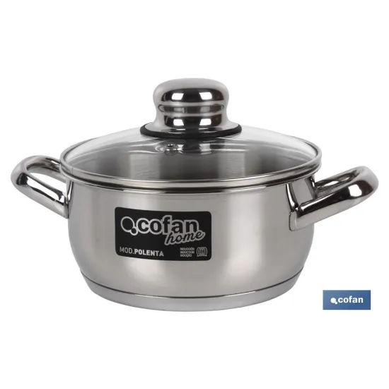 CACEROLA INOX INDUC. 1.3L MODELO POLENTA T/ VIDRIO Ø160 MM