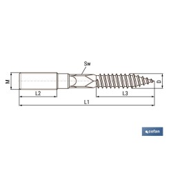 ESPARRAGO DOBLE ROSCA CINCADO HUELLA TORX M6X70