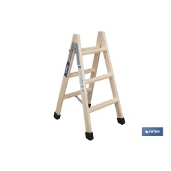 ESCALERA MADERA DOBLE 3 PELDAÑOS 0,75 M