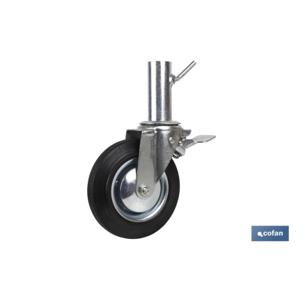 RUEDA GIRATORIA ANDAMIO C/FRENO 200 X 50 MM TUBO HEMBRA