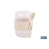 SET DE 3 RECIPIENTES CON TAPA, CUCHARA Y COMPARTIMIENTO INTERIOR  200ML+200ML
