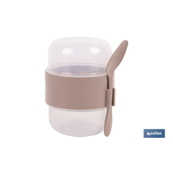 SET DE 3 RECIPIENTES CON TAPA, CUCHARA Y COMPARTIMIENTO INTERIOR  200ML+200ML