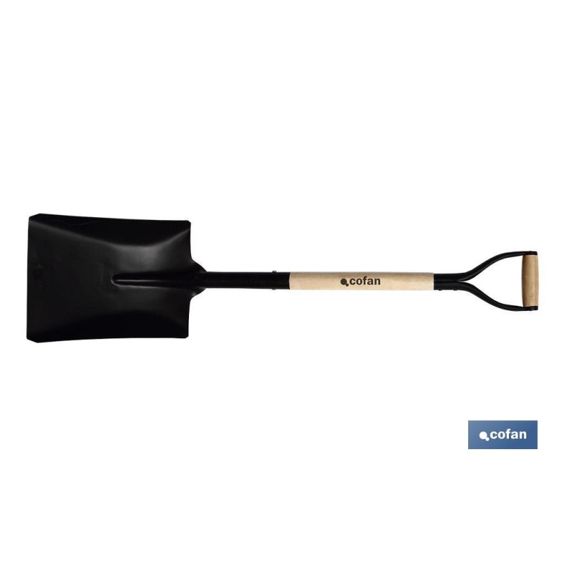 PALA CUADRADA 340mm MANGO MADERA CERRADO