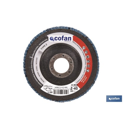 DISCO LAMINADO PROFESIONAL INCLINADO 115 MM. - GRANO 60 ZIRCONIO