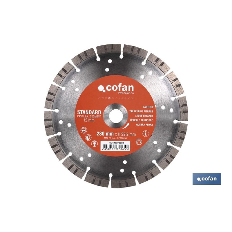 DISCO DIAMANTE CANTERO STANDARD H-10mm, 115mm