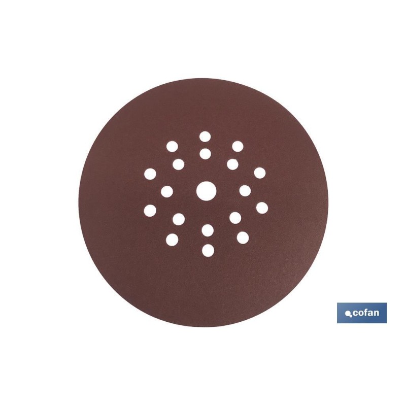 DISCO LIJA CON VELCRO DE ÓXIDO ALUMINIO ROJO ø225 G-180
