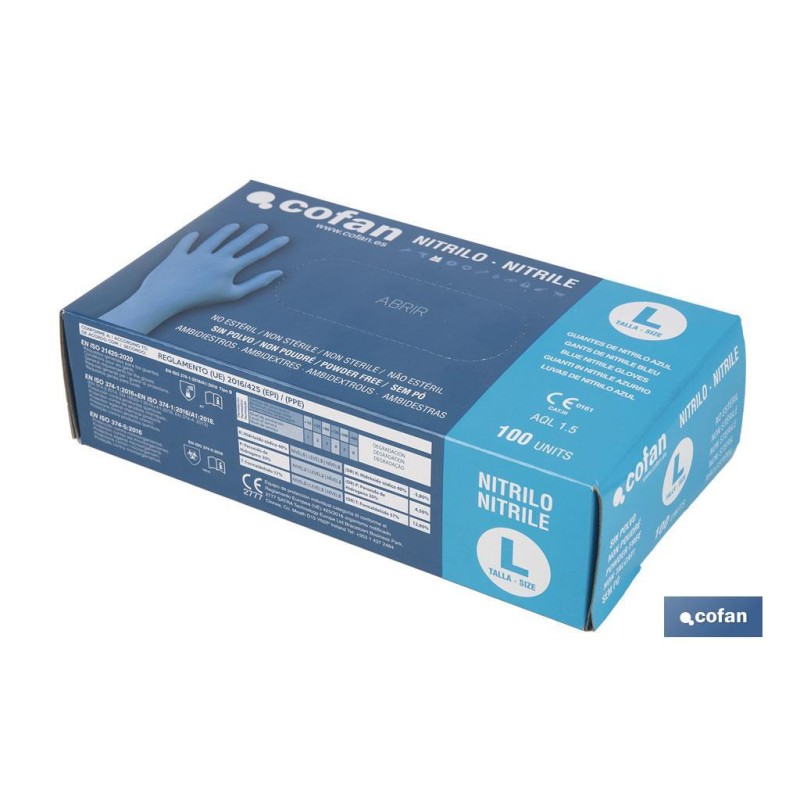 CAJA 100 UNDS. GUANTES DE NITRILO T- L