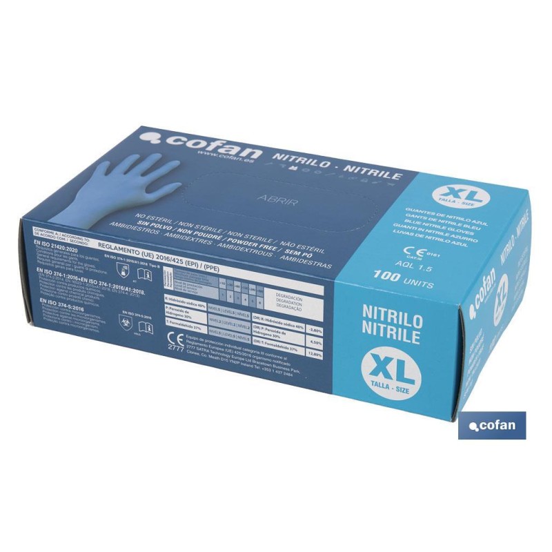 CAJA 100 UNDS. GUANTES DE NITRILO T - XL
