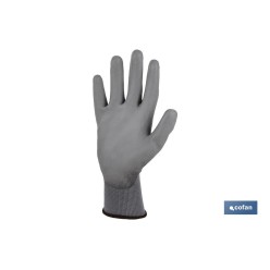 GUANTE 100%  POLIEST. IMPREG. PU GRIS T-7