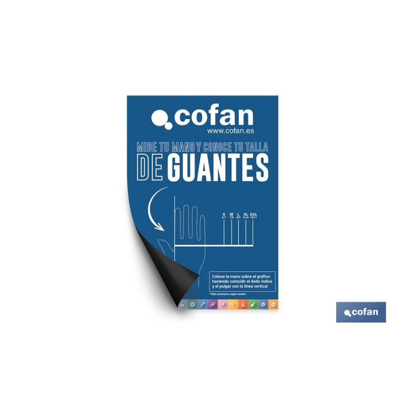 CARTEL IMANTADO 297x210 mm  MEDIDOR TALLA DE GUANTES