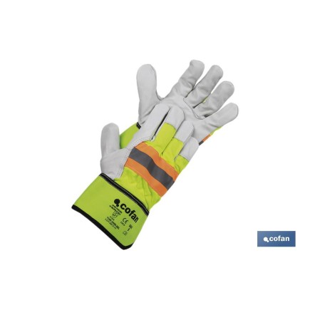 GUANTE VACUNO AMERICANO AMARILLO FLÚOR TALLA 11