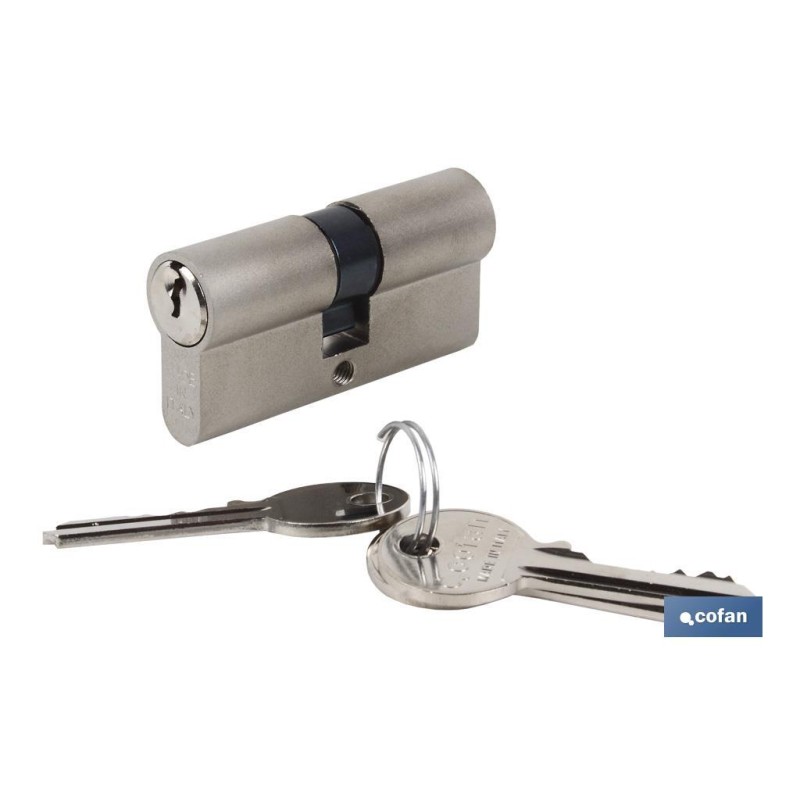 Cilindro 30/40 Llaves Iguales- Leva Larga- Níquel Mate (BBB)