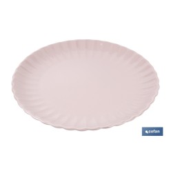 VAJILLA DE PORCELANA EN RELIEVE COLOR ROSA NUDE ESMALTADO 16 PIEZAS