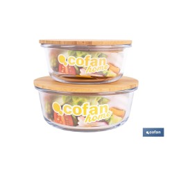 SET DE 2 RECIPIENTES DE BOROSILICATO CON TAPA DE BAMBÚ MODELO PANDA 620 ML - 950 ML
