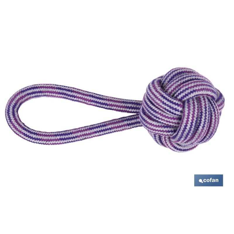 JUGUETE MORDEDOR PERROS BOLA MORADA 10 X 26 CM