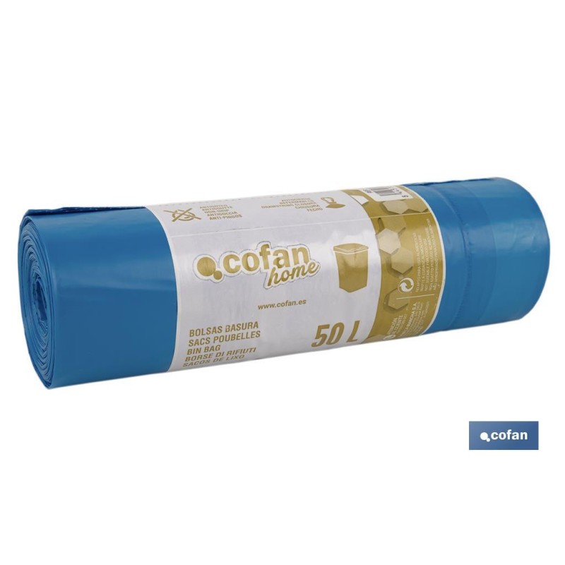 BOLSA DE BASURA  AUTOCIERRE PERFUMADA  70 x70 CM G.120 COLOR AZUL10 UDS 50l