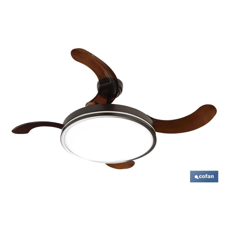 VENTILADOR DE TECHO CON ASPAS DESPLEGABLES Y LUZ LED 106CM 65 W