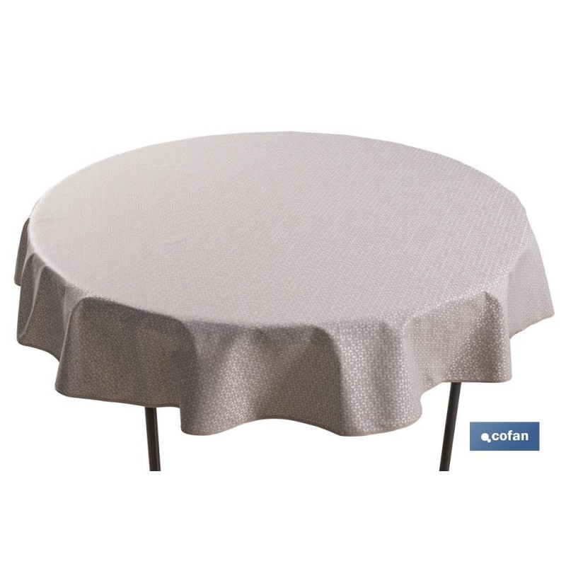 MANTEL REDONDO PÉTALOS ANTIMANCHAS RESINADO JACQUARD CONFECCIONADO 50 % ALGODÓN 50 % POLIÉSTER 1,40 M