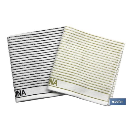 PACK 2 PAÑOS COCINA 50x50 VERDE/NEGRO