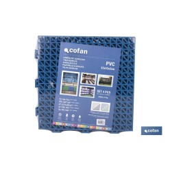 SET DE 4 UDS. LOSETA ALVEOLADA AZUL DE PVC 33 X 33 X 2 CM