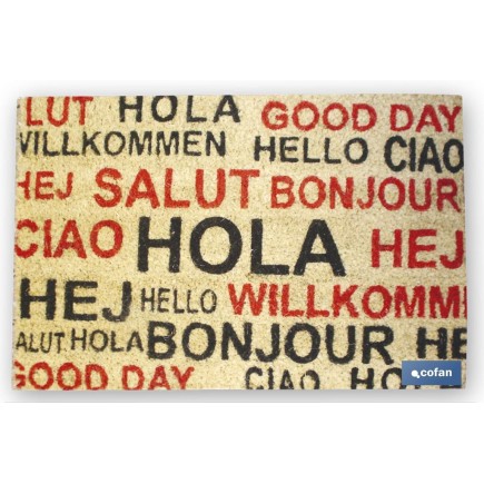 FELPUDO INTERIOR COCO PINTADO 40X60X1.50cm (Hola idiomas)