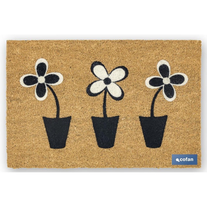 FELPUDO INTERIOR COCO FLOQUEADO 40X60X1.60cm (Flores)