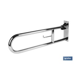 BARRA ABATIBLE PARA APOYO CON ACCESORIO DE PAPEL HIGIENICO 74 cm