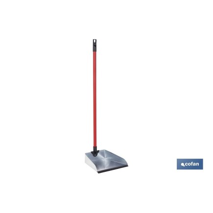 RECOGEDOR METÁLICO GALVANIZADO CON GOMA Y MANGO 83 X 24 CM