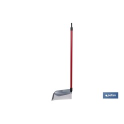 RECOGEDOR METÁLICO GALVANIZADO CON GOMA Y MANGO 83 X 24 CM