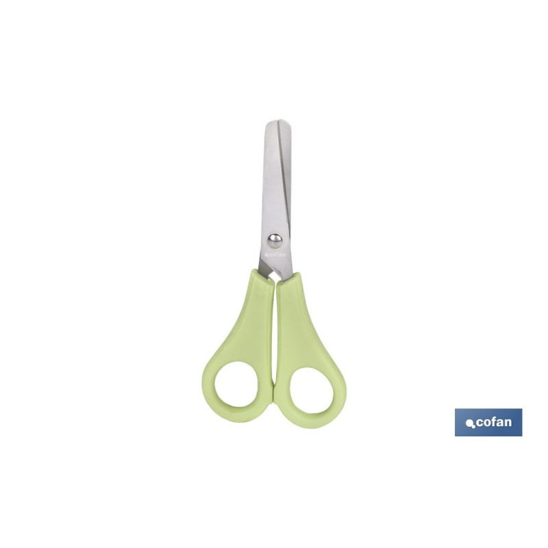TIJERA ESCOLAR CON PUNTA REDONDA DE COLOR VERDE 13,3 CM