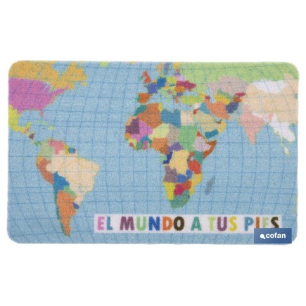 FELPUDO CON ESTAMPADO DIGITAL EL MUNDO 40 X 60 CM