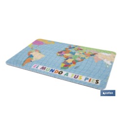 FELPUDO CON ESTAMPADO DIGITAL EL MUNDO 40 X 60 CM