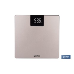 BÁSCULA DE BAÑO DIGITAL DE COLOR PIEDRA CON PANTALLA LED 30 X 30 X 2,2 CM