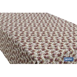 ROLLO DE MANTEL ANTIMANCHAS RESINADO 50% ALGODON/50% POLIESTER. ROSAS 1,40 x 25 M