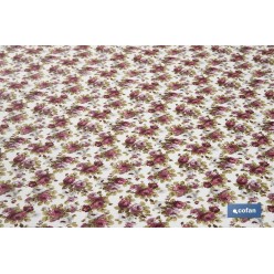 ROLLO DE MANTEL ANTIMANCHAS RESINADO 50% ALGODON/50% POLIESTER. ROSAS 1,40 x 25 M